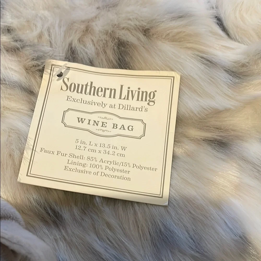 Southern Living Faux Fur Gift Bag - Cream and Gray
